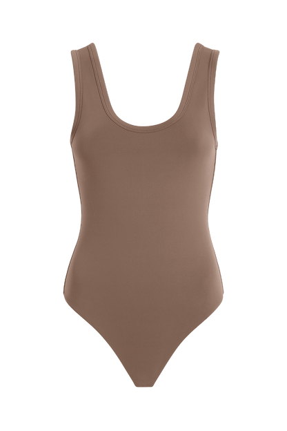Seamless Scoop Tank Bodysuit | Mocha