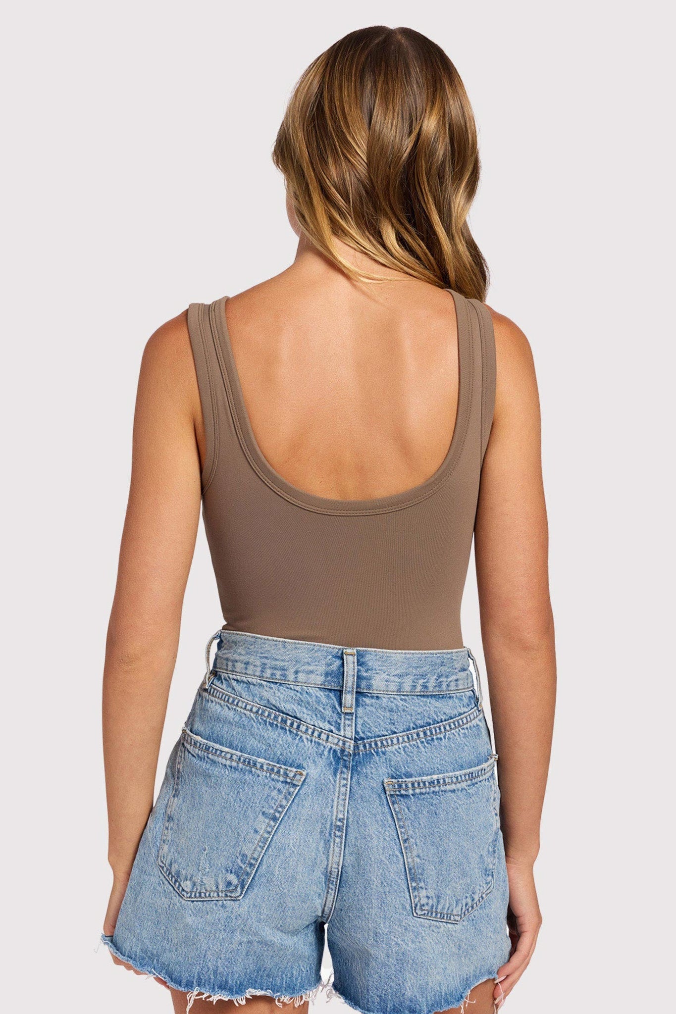 Seamless Scoop Tank Bodysuit | Mocha