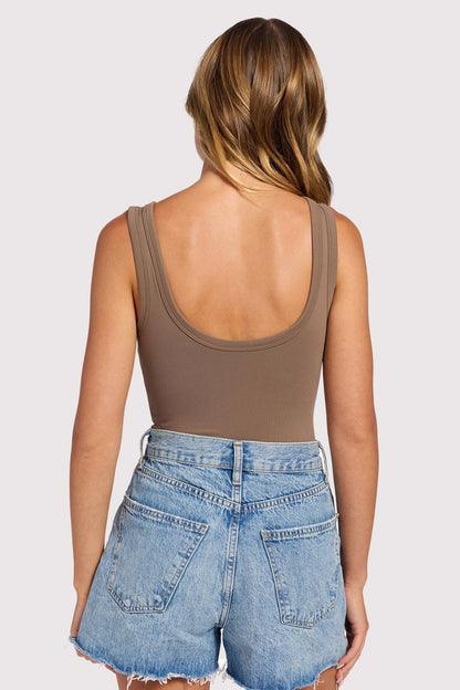 Seamless Scoop Tank Bodysuit | Mocha