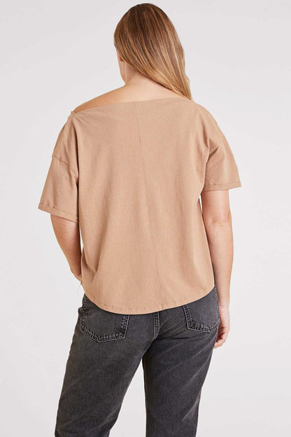 Vintage Cotton Off The Shoulder T-Shirt | Cinnamon