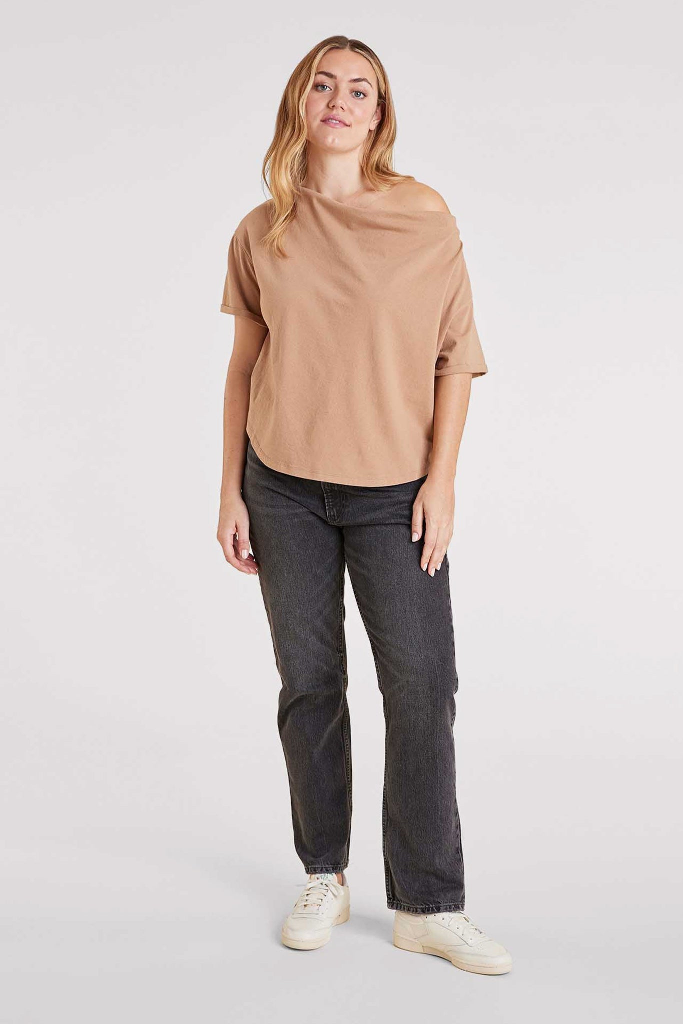 Vintage Cotton Off The Shoulder T-Shirt | Cinnamon