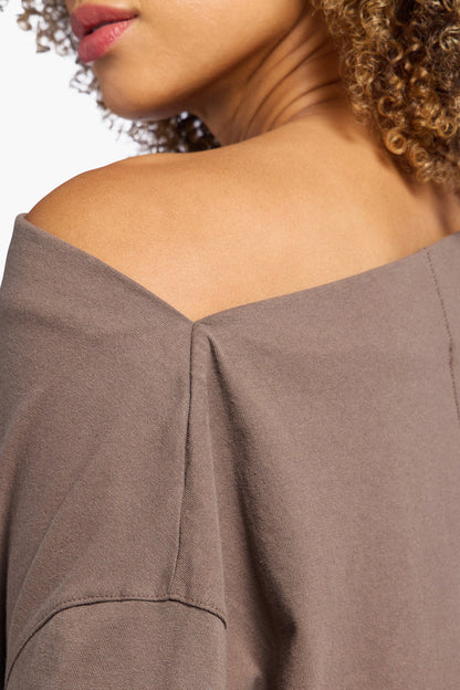 Vintage Cotton Off The Shoulder T-Shirt | Mocha