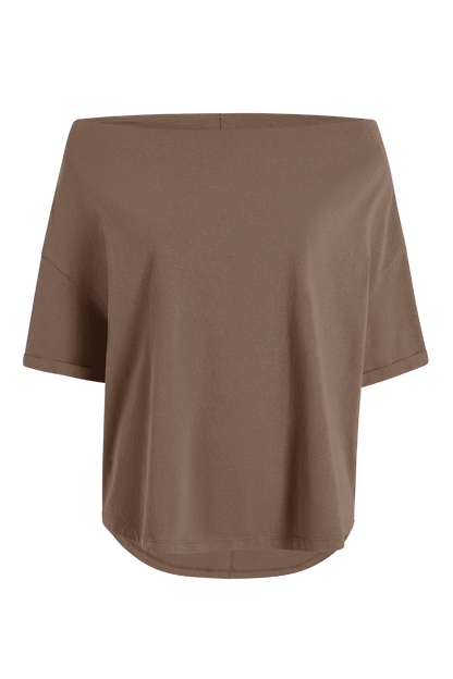 Vintage Cotton Off The Shoulder T-Shirt | Mocha