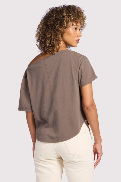 Vintage Cotton Off The Shoulder T-Shirt | Mocha