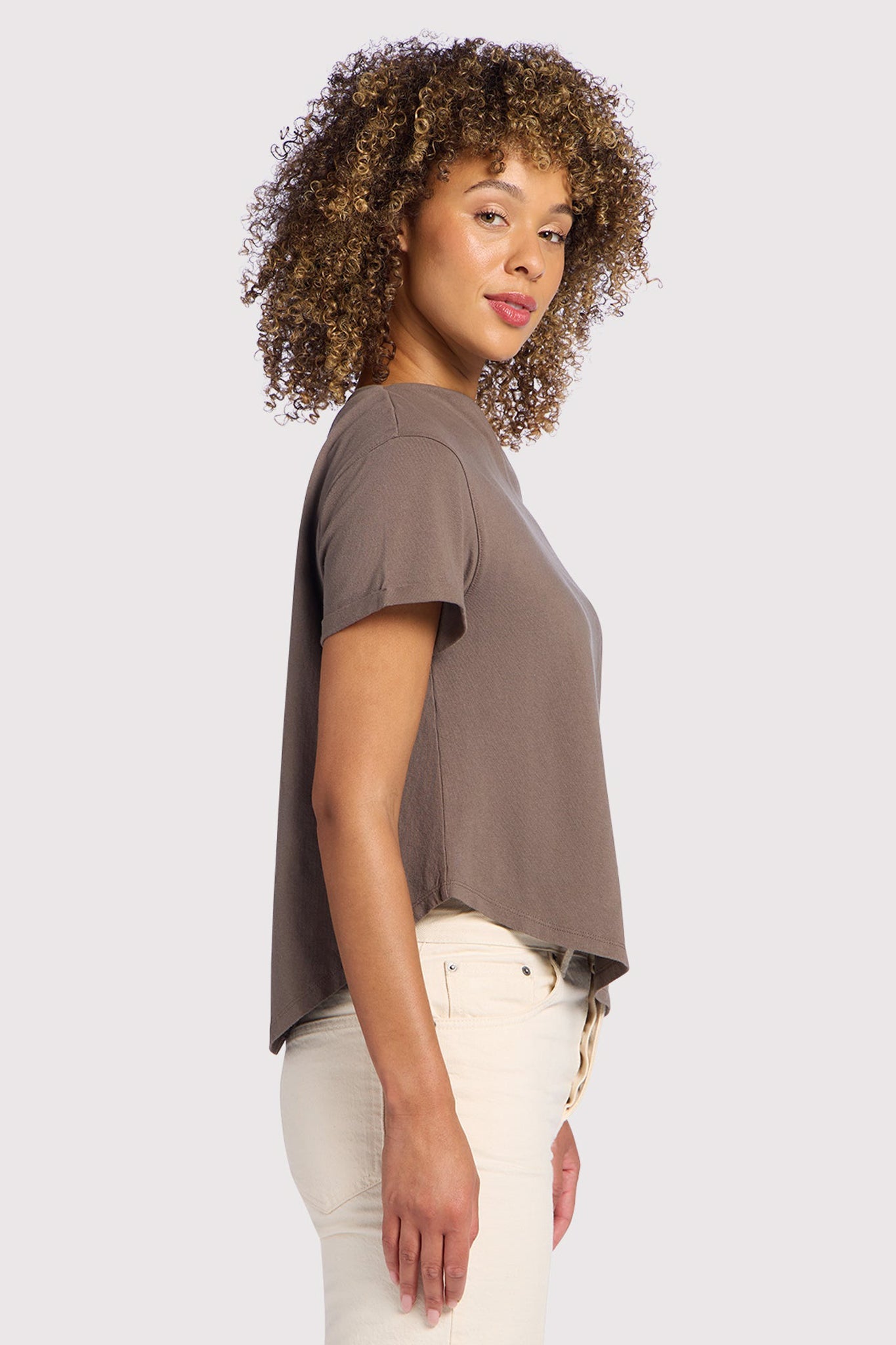 Vintage Cotton Off The Shoulder T-Shirt | Mocha
