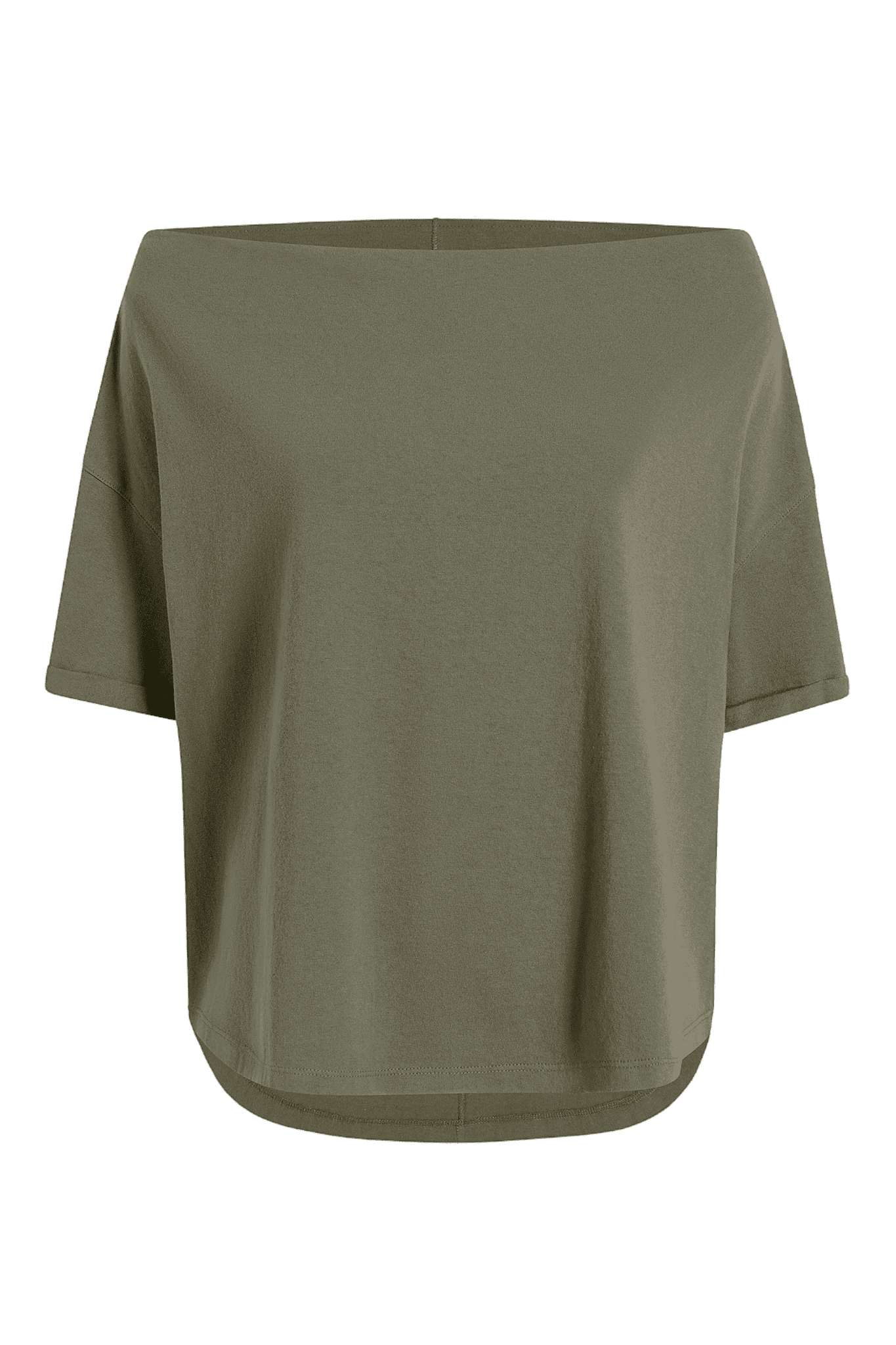 Vintage Cotton Off The Shoulder T-Shirt | Olive