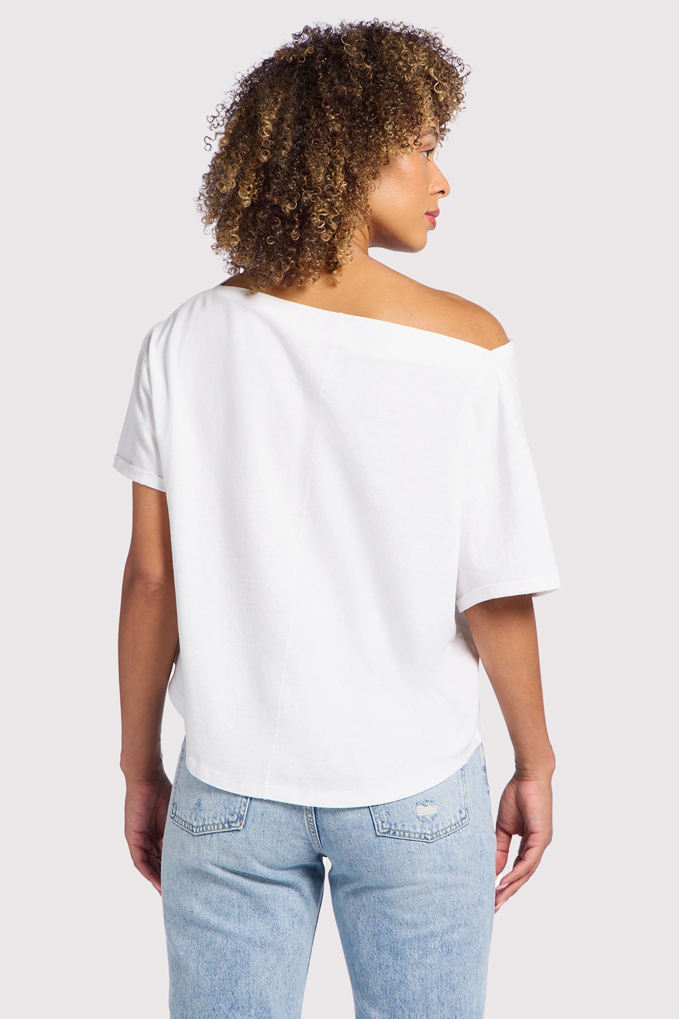 Vintage Cotton Off The Shoulder T-Shirt | White