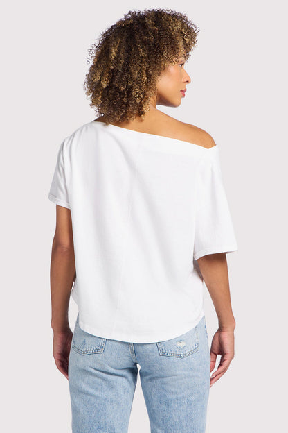 Vintage Cotton Off The Shoulder T-Shirt | White