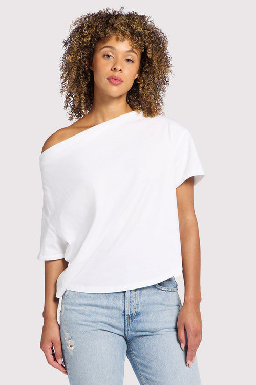 Vintage Cotton Off The Shoulder T-Shirt | White