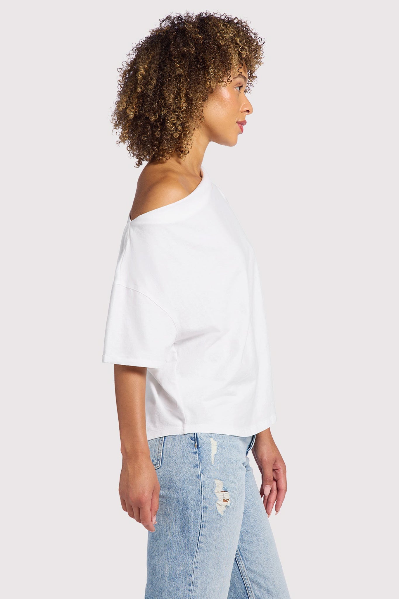 Vintage Cotton Off The Shoulder T-Shirt | White