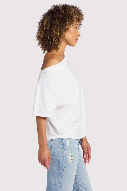 Vintage Cotton Off The Shoulder T-Shirt | White