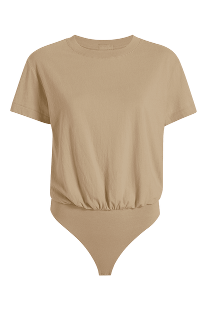Soft Cotton Everyday T-Shirt Bodysuit | Oat