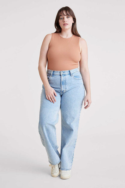Ribbed Crewneck Tank Bodysuit | Clay