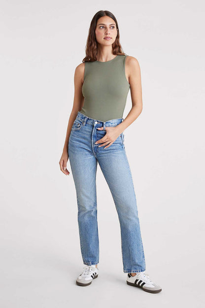 Ribbed Crewneck Tank Bodysuit | Olive