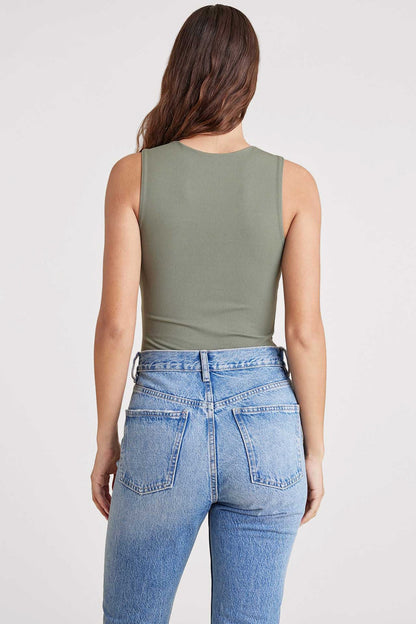 Ribbed Crewneck Tank Bodysuit | Olive