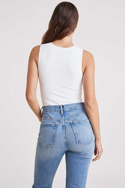 Ribbed Crewneck Tank Bodysuit | White