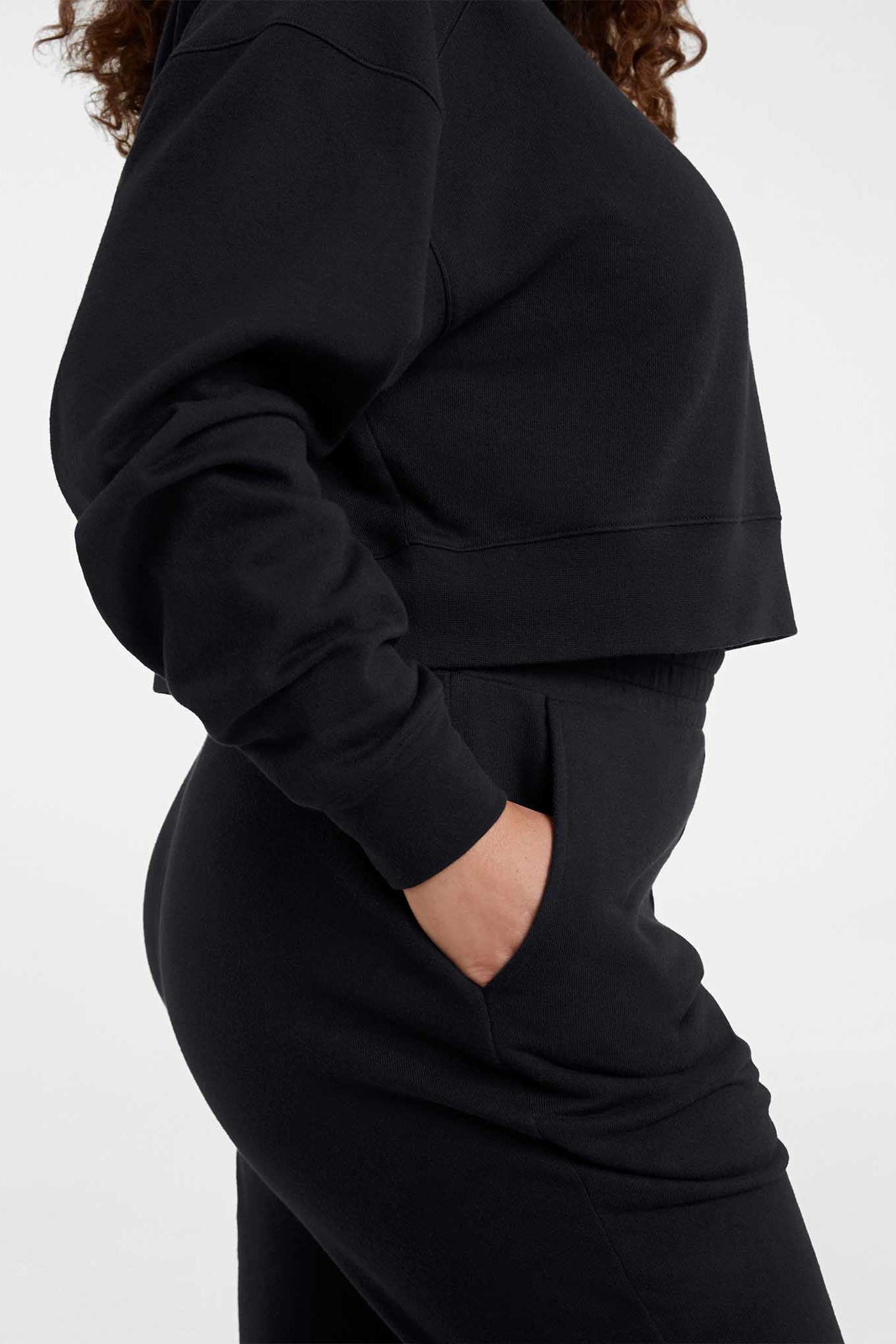 Cropped Crewneck Sweatshirt | Black