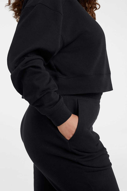 Cropped Crewneck Sweatshirt | Black