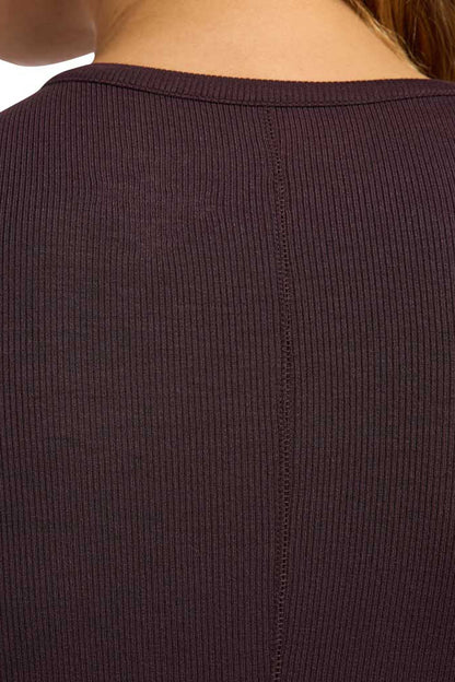Slinky Rib Long Sleeve Shirt | Eggplant
