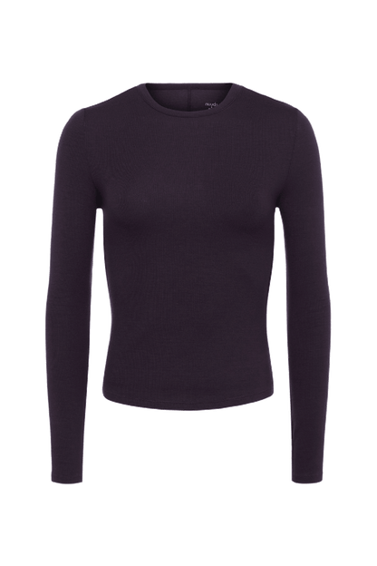 Slinky Rib Long Sleeve Shirt | Eggplant