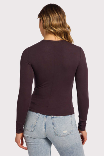 Slinky Rib Long Sleeve Shirt | Eggplant