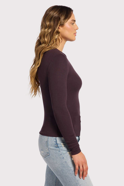 Slinky Rib Long Sleeve Shirt | Eggplant