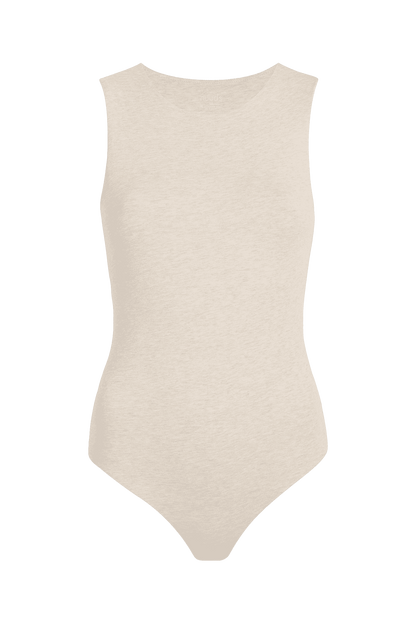 Cotton Stretch Classic Crewneck Tank Bodysuit | Heather Bone