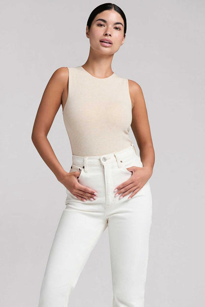 Cotton Stretch Classic Crewneck Tank Bodysuit | Heather Bone