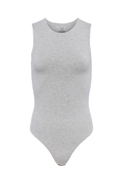 Cotton Stretch Classic Crewneck Tank Bodysuit | Heather Grey