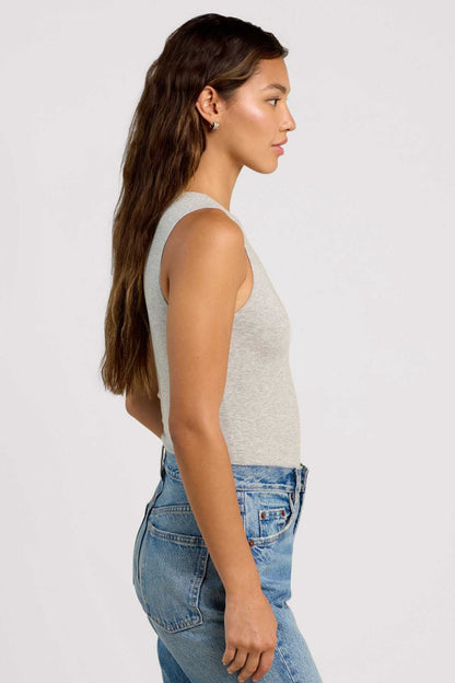 Cotton Stretch Classic Crewneck Tank Bodysuit | Heather Grey
