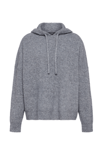 Cozy Knit Ribbed Sweater Hoodie | Charcoal