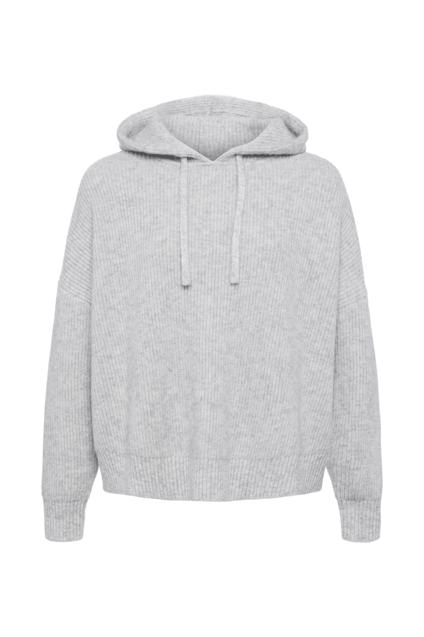Cozy Knit Ribbed Sweater Hoodie | Heather Grey