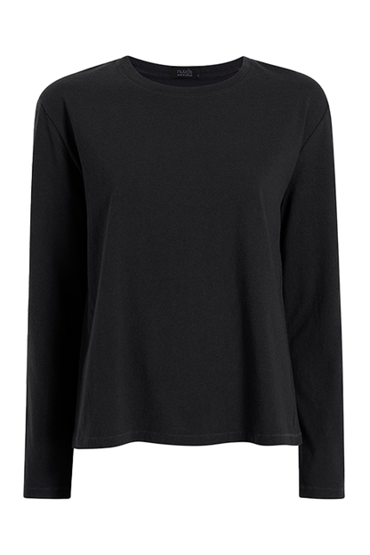 Vintage Cotton Long Sleeve Everyday T-Shirt | Black