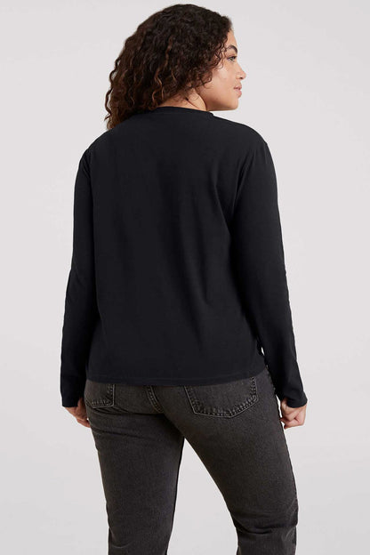Vintage Cotton Long Sleeve Everyday T-Shirt | Black
