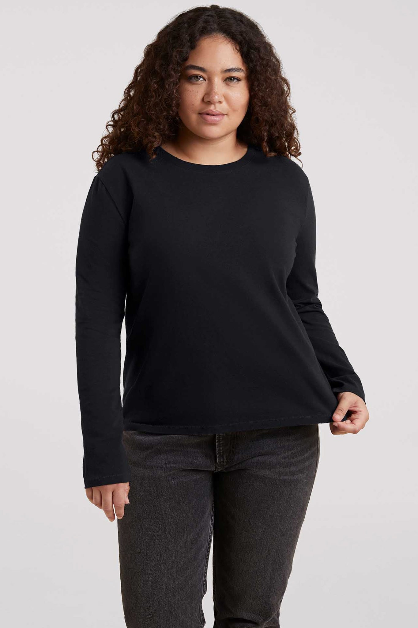 Vintage Cotton Long Sleeve Everyday T-Shirt | Black