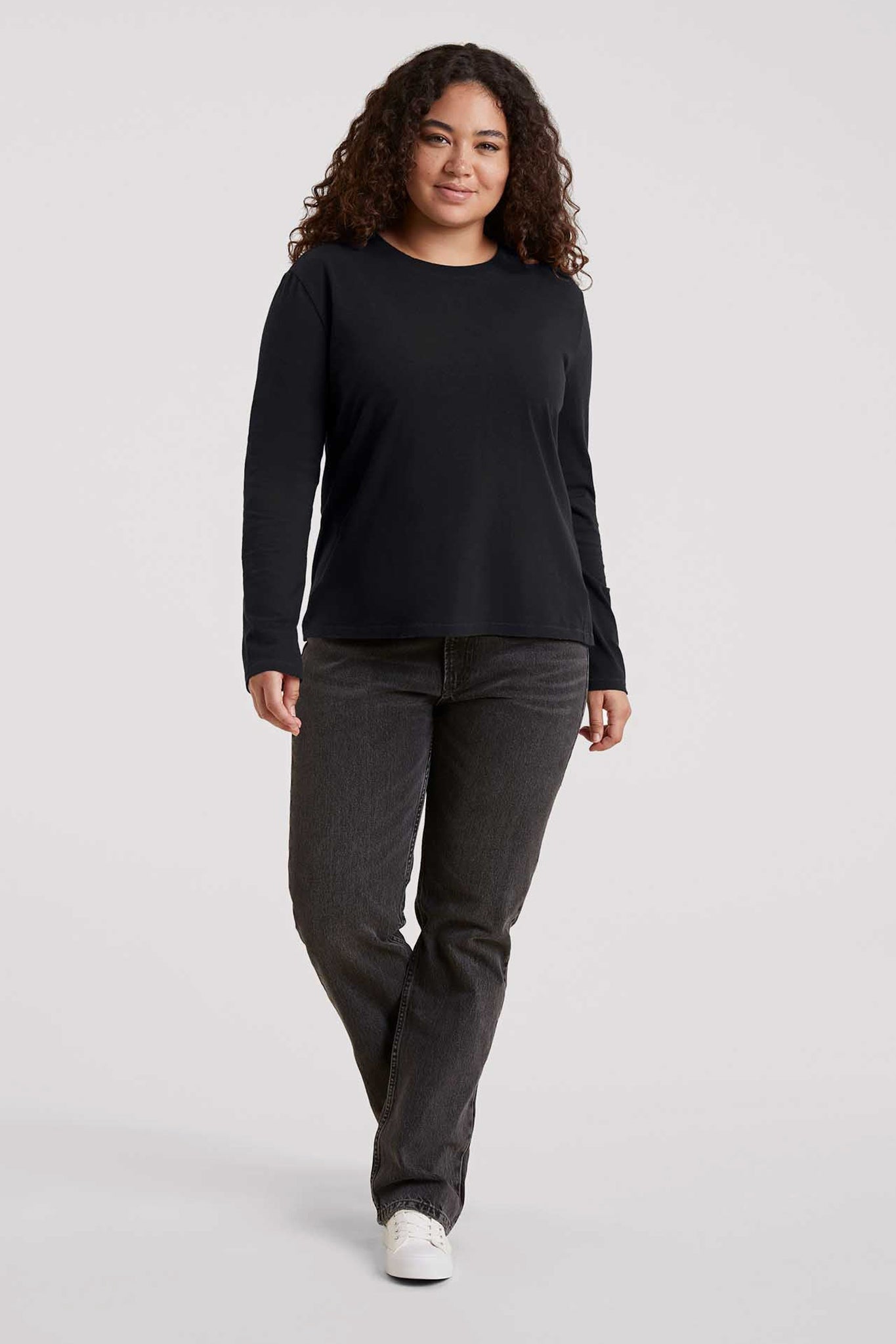 Vintage Cotton Long Sleeve Everyday T-Shirt | Black