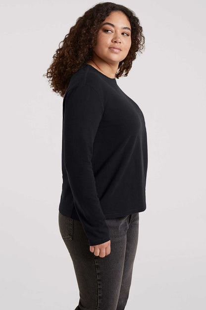 Vintage Cotton Long Sleeve Everyday T-Shirt | Black