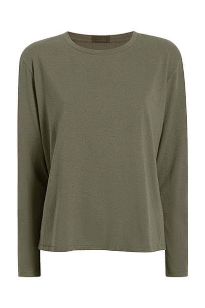 Vintage Cotton Long Sleeve Everyday T-Shirt | Olive