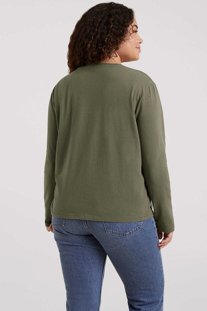 Vintage Cotton Long Sleeve Everyday T-Shirt | Olive