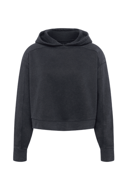 Vintage Fleece Cropped Hoodie | Washed Black