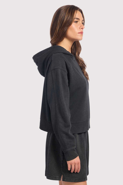 Vintage Fleece Cropped Hoodie | Washed Black