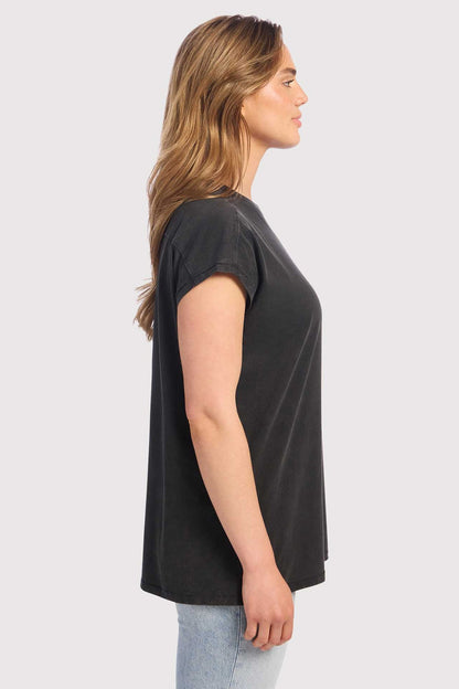 Soft Cotton Tunic Muscle Tee | Washed Black