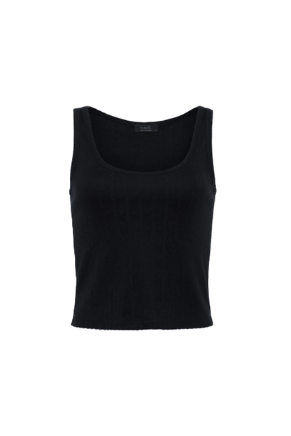 Heart Pointelle Pajama Scoop Tank | Black
