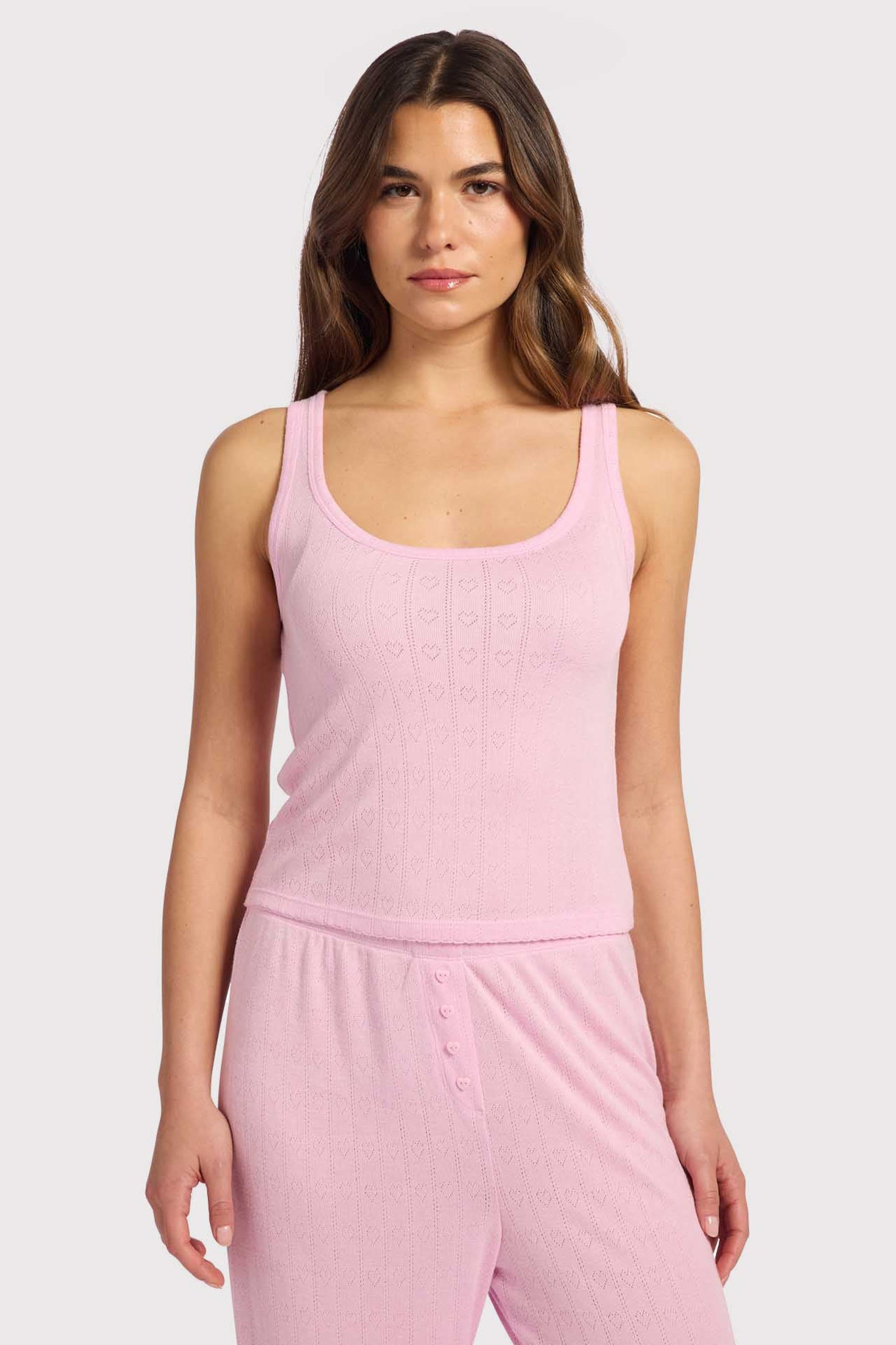 Heart Pointelle Pajama Scoop Tank