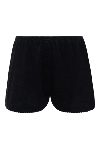 Heart Pointelle Pajama Cheeky Short | Black
