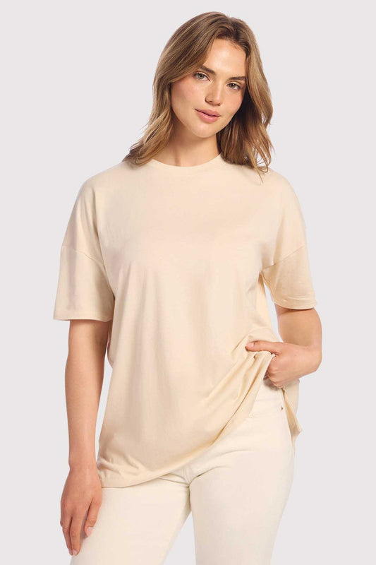 Soft Cotton Oversized Tee | Bone