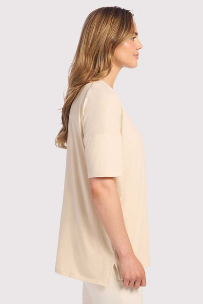 Soft Cotton Oversized Tee | Bone