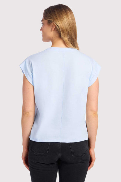Soft Cotton V-Neck Muscle Tee | Cloud