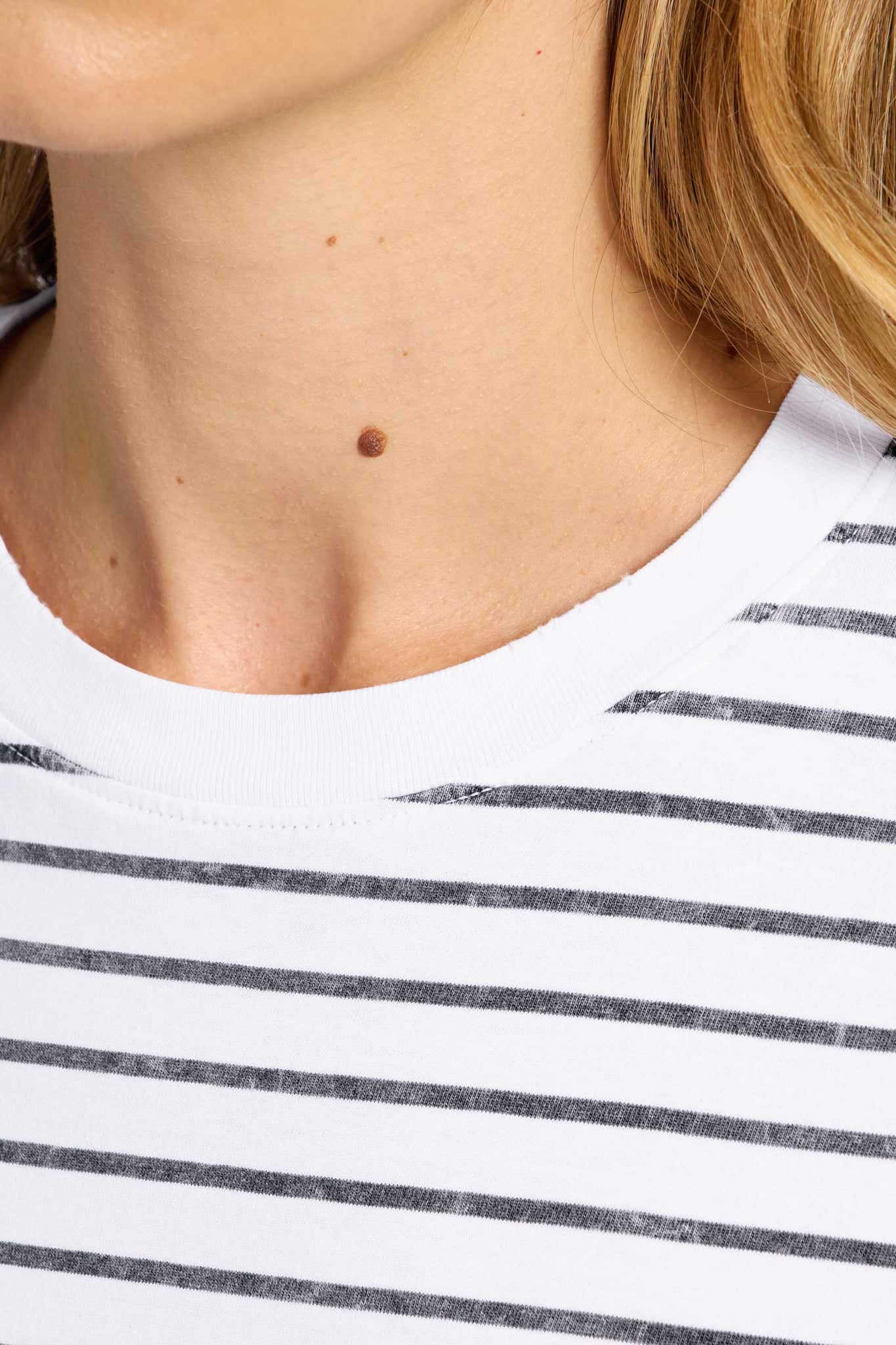 Soft Cotton Striped Boxy Tee | White/Navy