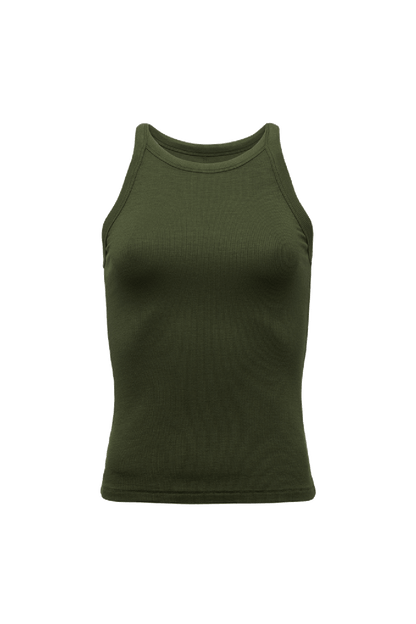Slinky Rib Racer Tank | Darkest Olive